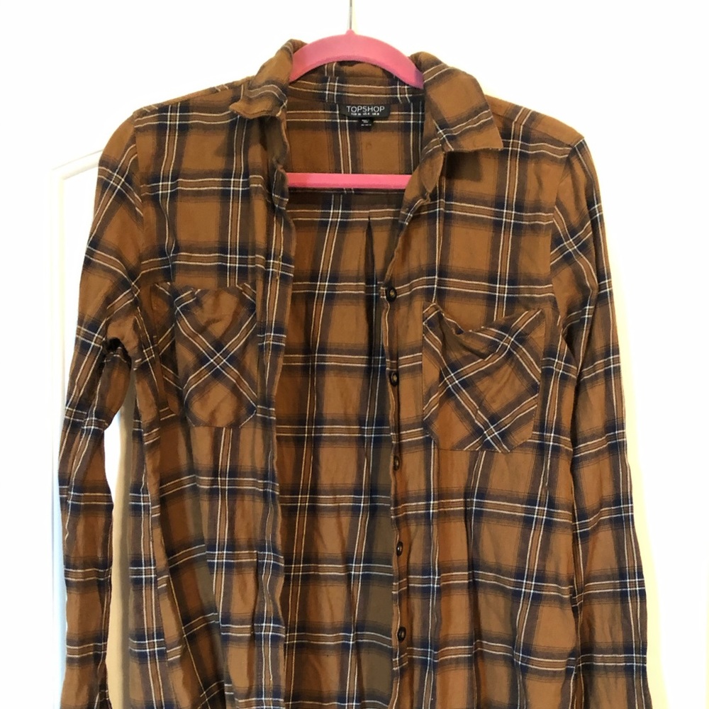 Topshop plaid, button down blouse